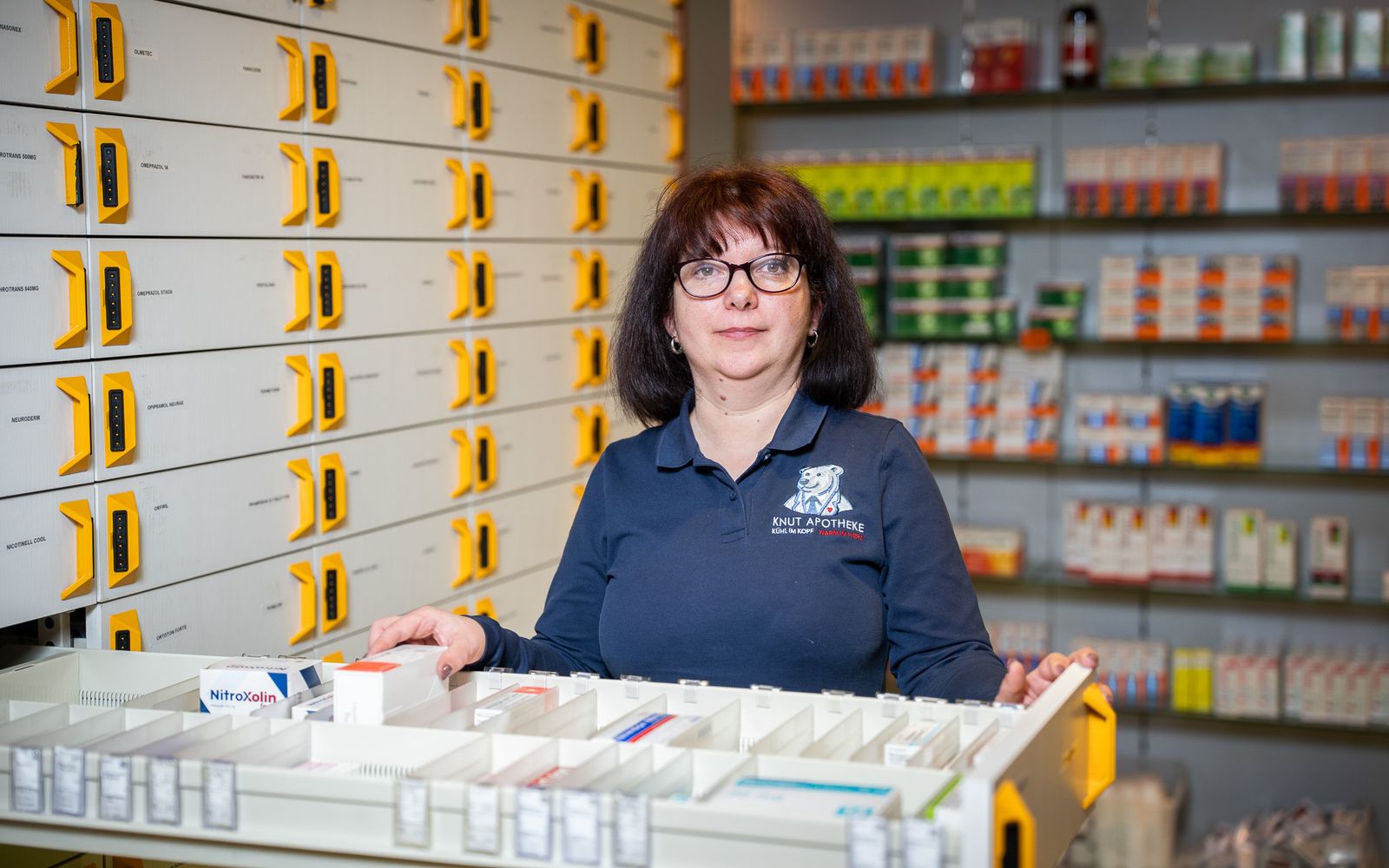 PKA der Knut-Apotheke an der Kommissionierschublade