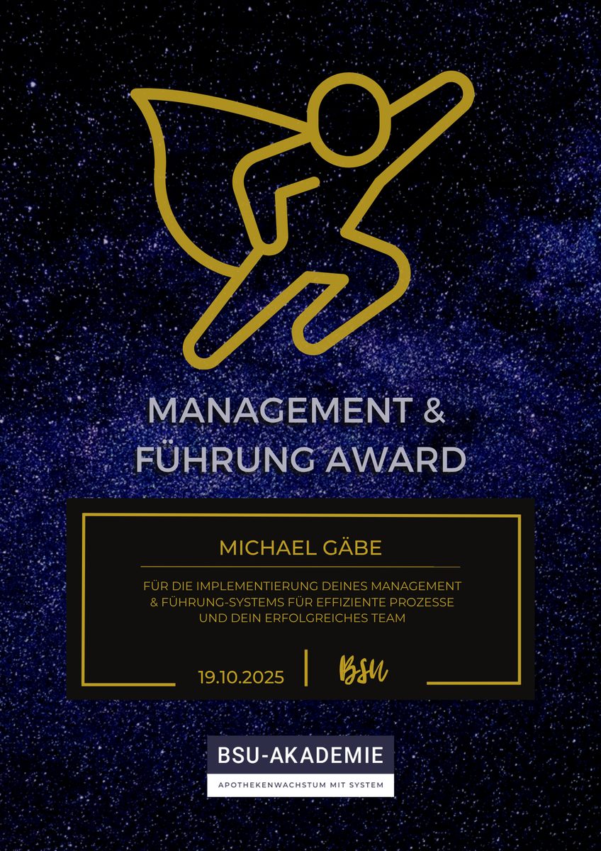 BSU Management & Führung Award 2025 — Zertifikat für Michael Gäbe